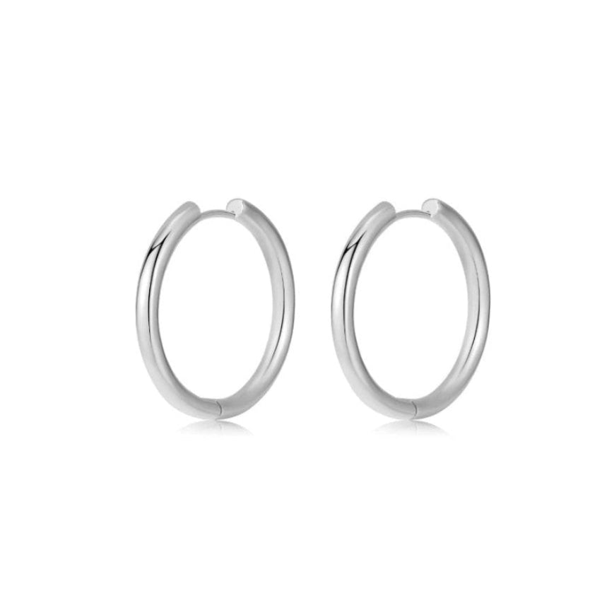 20mm Sliver Round Hoop Earrings